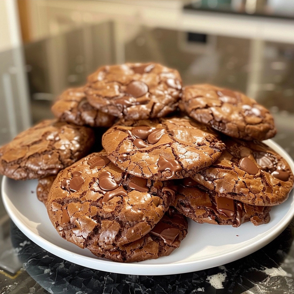 Biscuits aux pépites de chocolat simples moelleux et dorés sortant du four