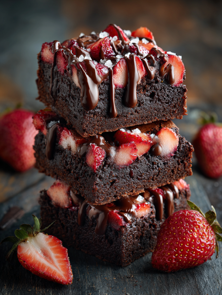 Brownies aux Fraises enrobées de Chocolat Dessert Facile et Irrésistible