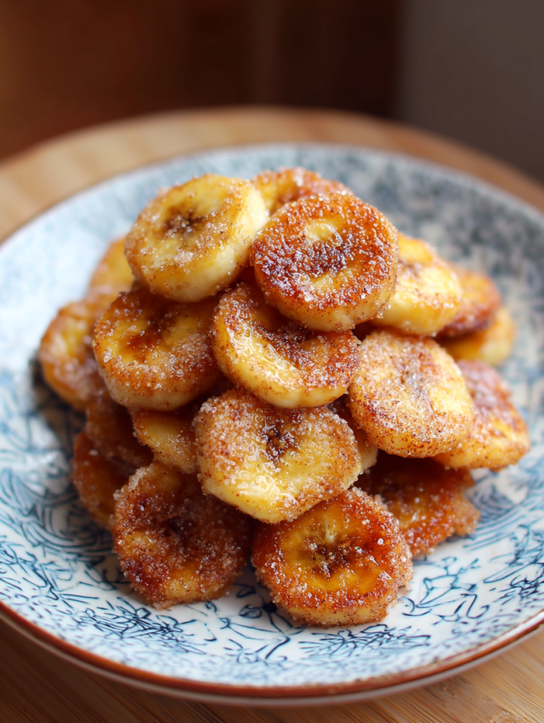 Chips de banane à la cannelle et au sucre rapides et faciles à l'airfryer - Snack sucré et croustillant