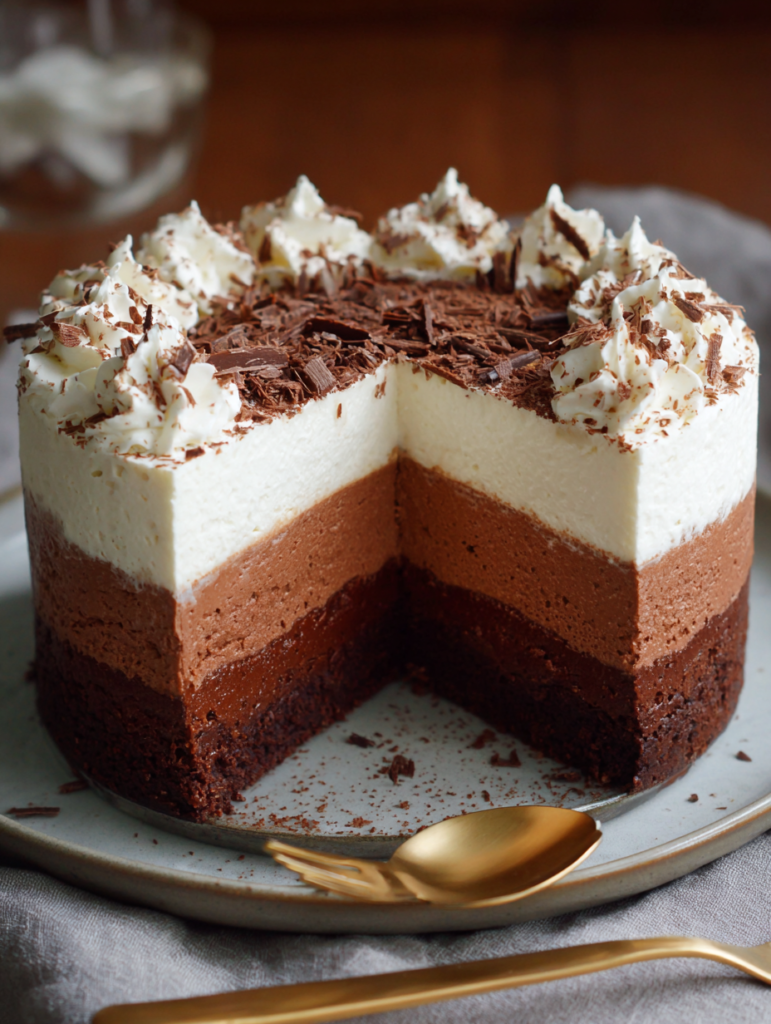 Recette de Gâteau Mousse au Triple Chocolat avec des Couches Parfaites