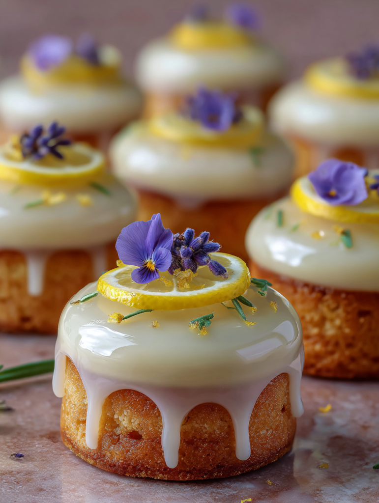 Mini gâteaux au citron avec glaçage à la lavande