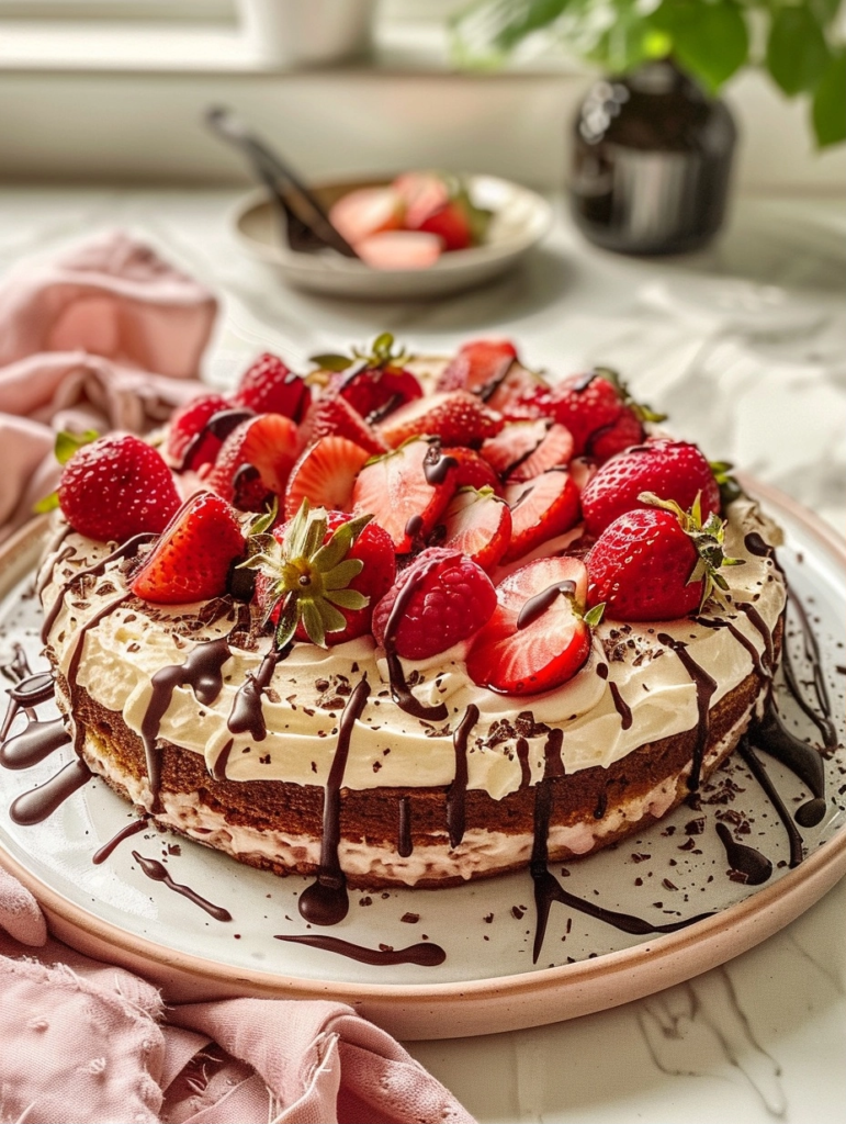 Dessert facile : Gâteau shortcake moelleux aux fraises avec glaçage à la crème fouettée